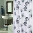 Flocked Shower Curtain, "Cologne" White / Black