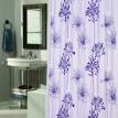 Flocked Shower Curtain, "Cologne" White / Indigo