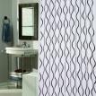 Flocked Shower Curtain, "Geneva" White / Black