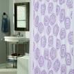 Flocked Shower Curtain, "Lucerne" White / Magenta