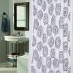 Flocked Shower Curtain, "Lucerne" White / Black