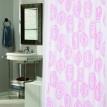 Flocked Shower Curtain, "Lucerne" White / Fuchsia