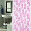Flocked Shower Curtain, "Lucerne" White / Red