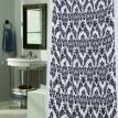 Flocked Shower Curtain, "Regal" White / Black